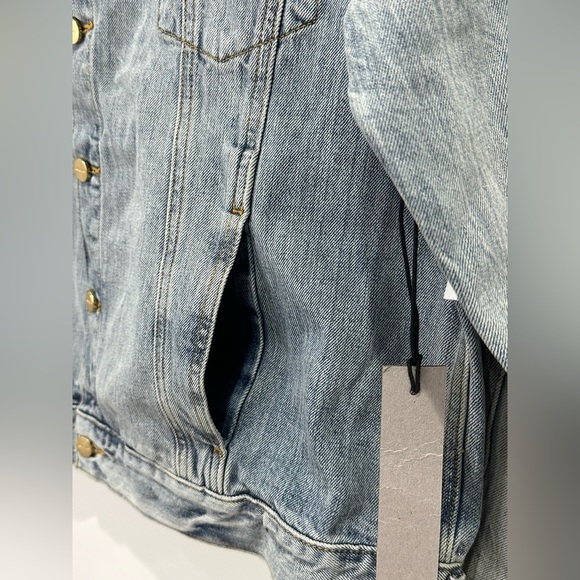 Fear Of God Essentials Denim Trucker Jean Jacket Light Indigo Blue Large Rare - Picture 7 of 16